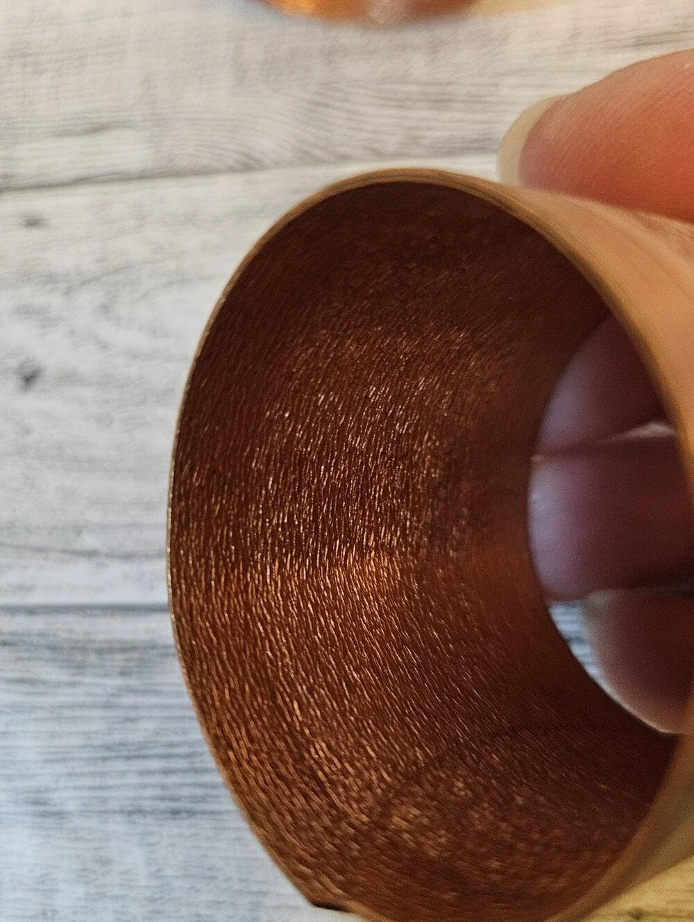 Vintage Copper Napkin Rings Lot of 7 Etched Floral Design